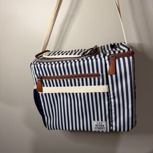 Acorn Street 2 Wine Bottles, 12-Can Soft Insulated Cooler Striped With Pockets